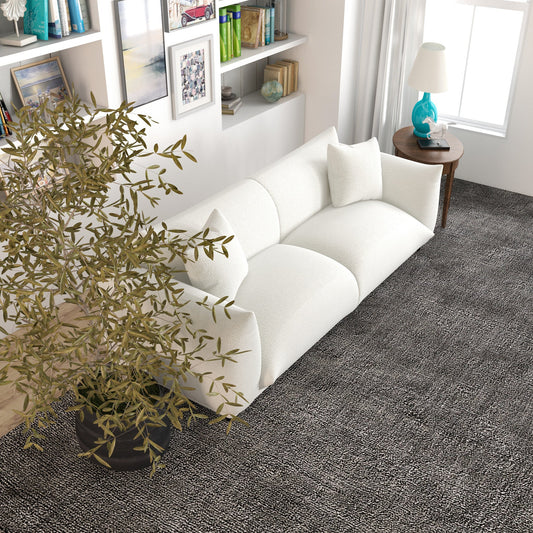 Sofá bouclé de lujo Emma Mid Century Modern en color crema