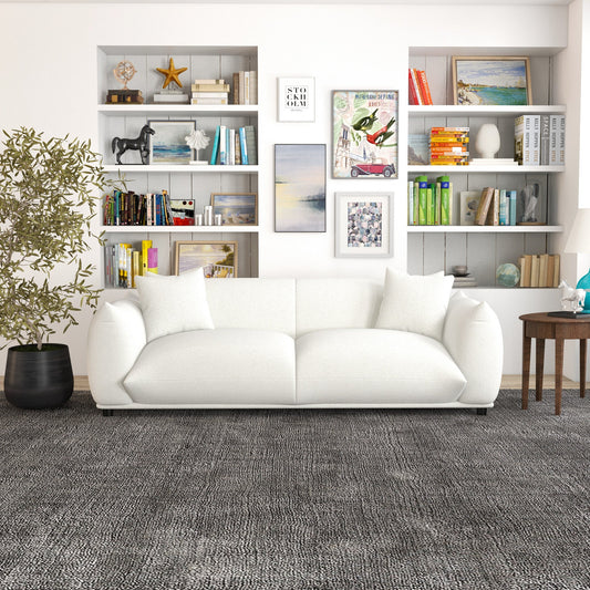 Sofá bouclé de lujo Emma Mid Century Modern en color crema