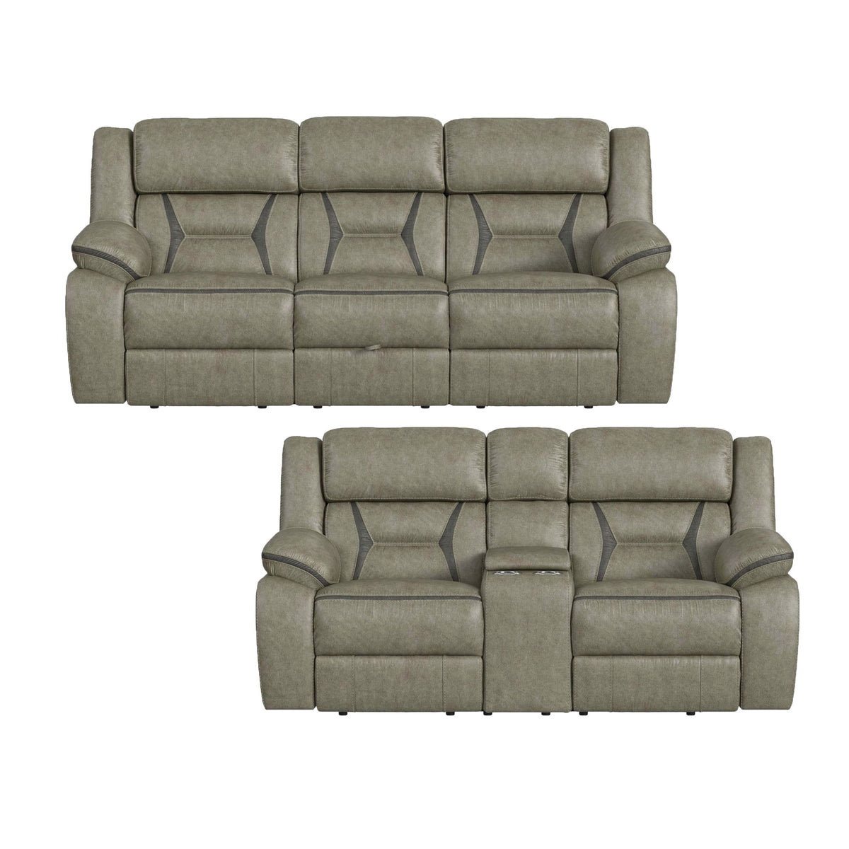 Engage 2PC Living Room Set in Corral Grey-Sofa & Loveseat