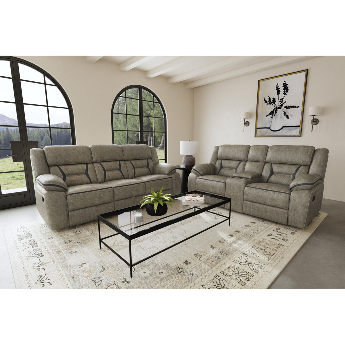 Engage Motion Sofa With Ddt, Drawer And Pws In Corral Grey
