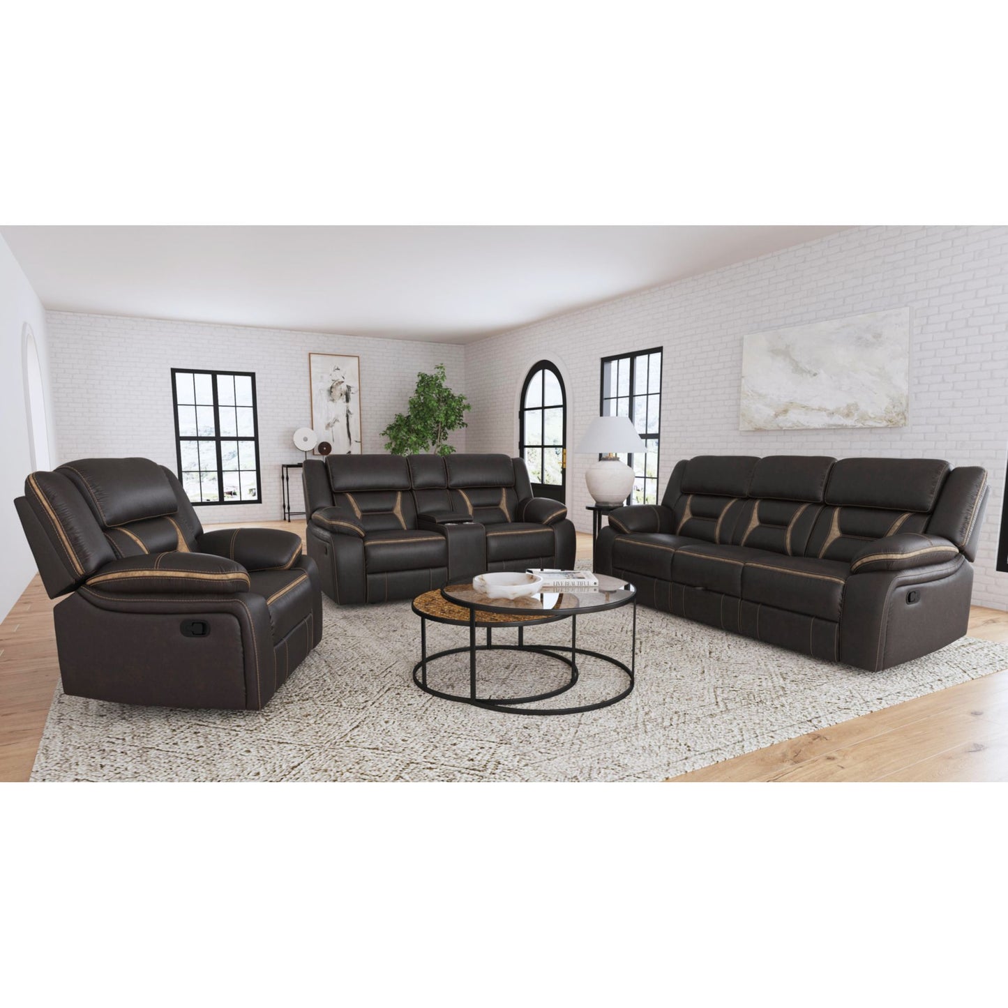 Engage Motion Loveseat with Console in Corral Dark Chocolate