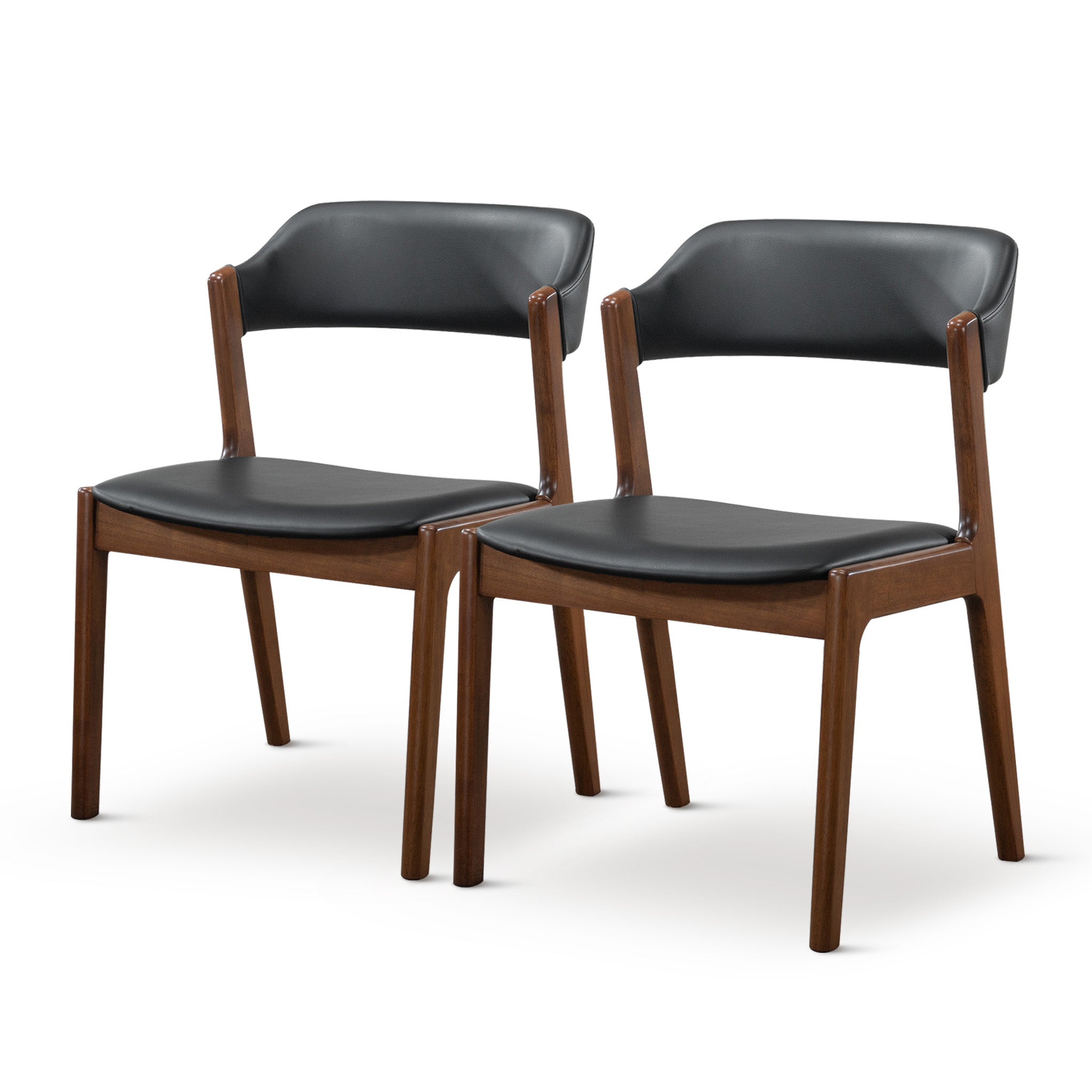 Silla de comedor Enzo de cuero negro (juego de 2)