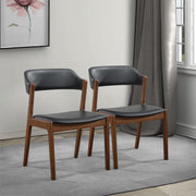 Silla de comedor Enzo de cuero negro (juego de 2)
