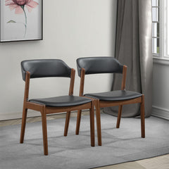 Silla de comedor Enzo de cuero negro (juego de 2)