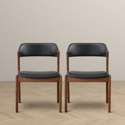 Silla de comedor Enzo de cuero negro (juego de 2)