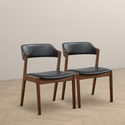 Silla de comedor Enzo de cuero negro (juego de 2)