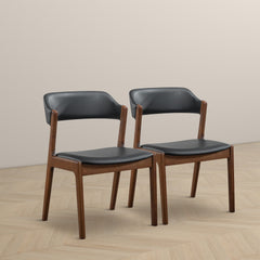 Silla de comedor Enzo de cuero negro (juego de 2)