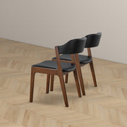 Silla de comedor Enzo de cuero negro (juego de 2)