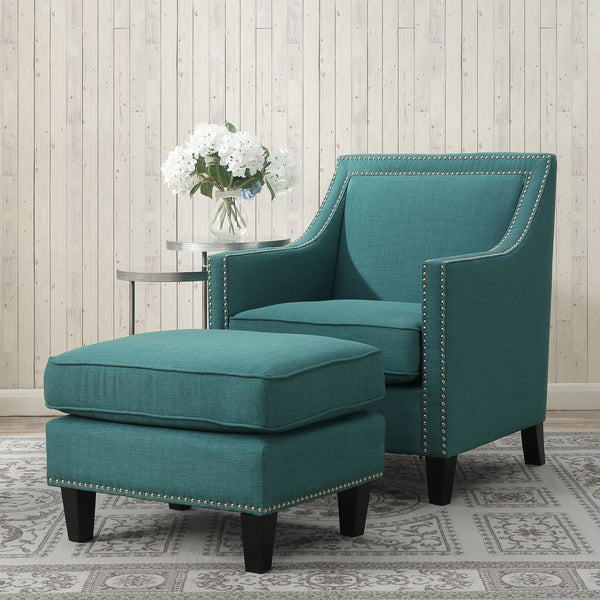 Erica 497 Ottoman W/Chrome Nail Heirloome Teal (ISTA 3)