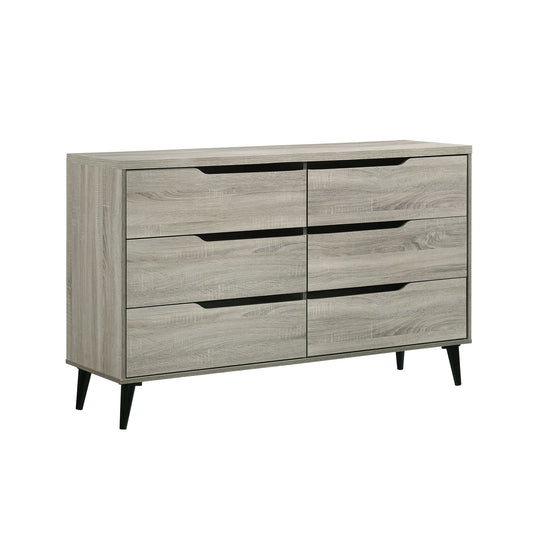 Ernesto 6-Drawer Dresser with Interlock in Grey (3A Packing)