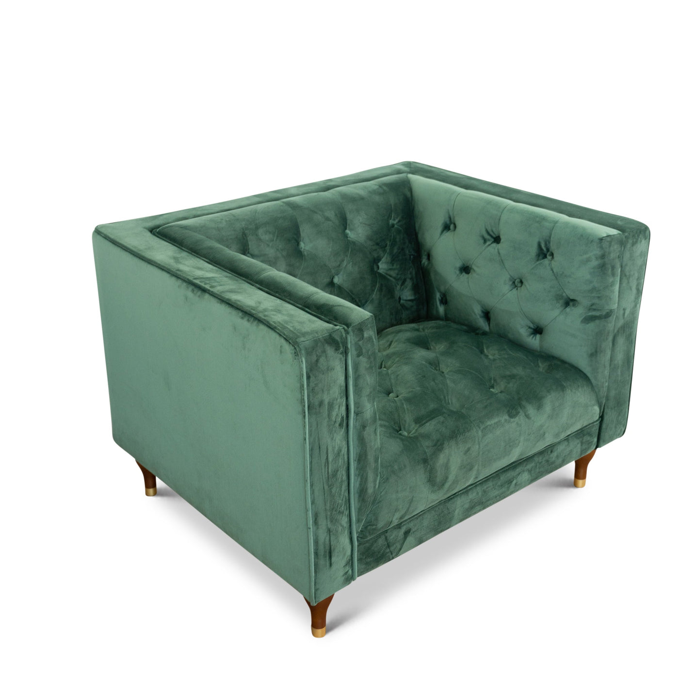 Sillón Evelyn de terciopelo verde oscuro