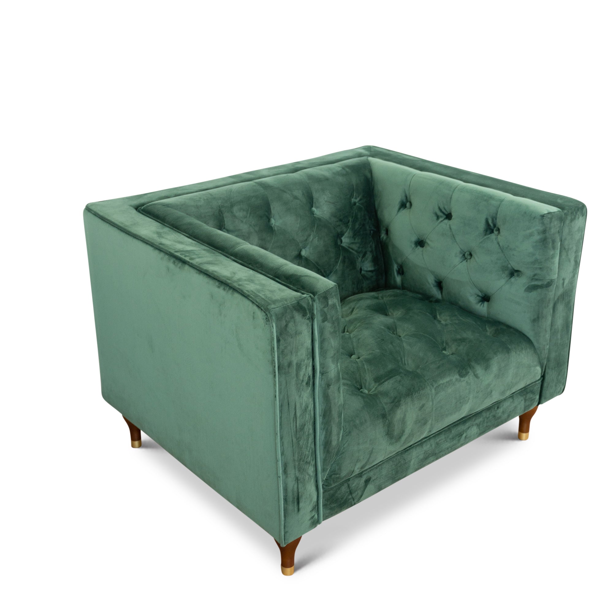 Sillón Evelyn de terciopelo verde oscuro