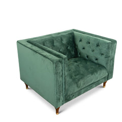 Sillón Evelyn de terciopelo verde oscuro
