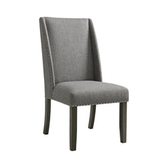 Everdeen Side Chair  W/ Grey Fabric And Nail Heads In Charcoal (2 Per Carton)