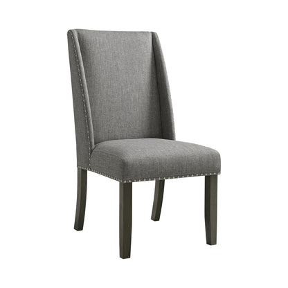 Everdeen Side Chair  W/ Grey Fabric And Nail Heads In Charcoal (2 Per Carton)