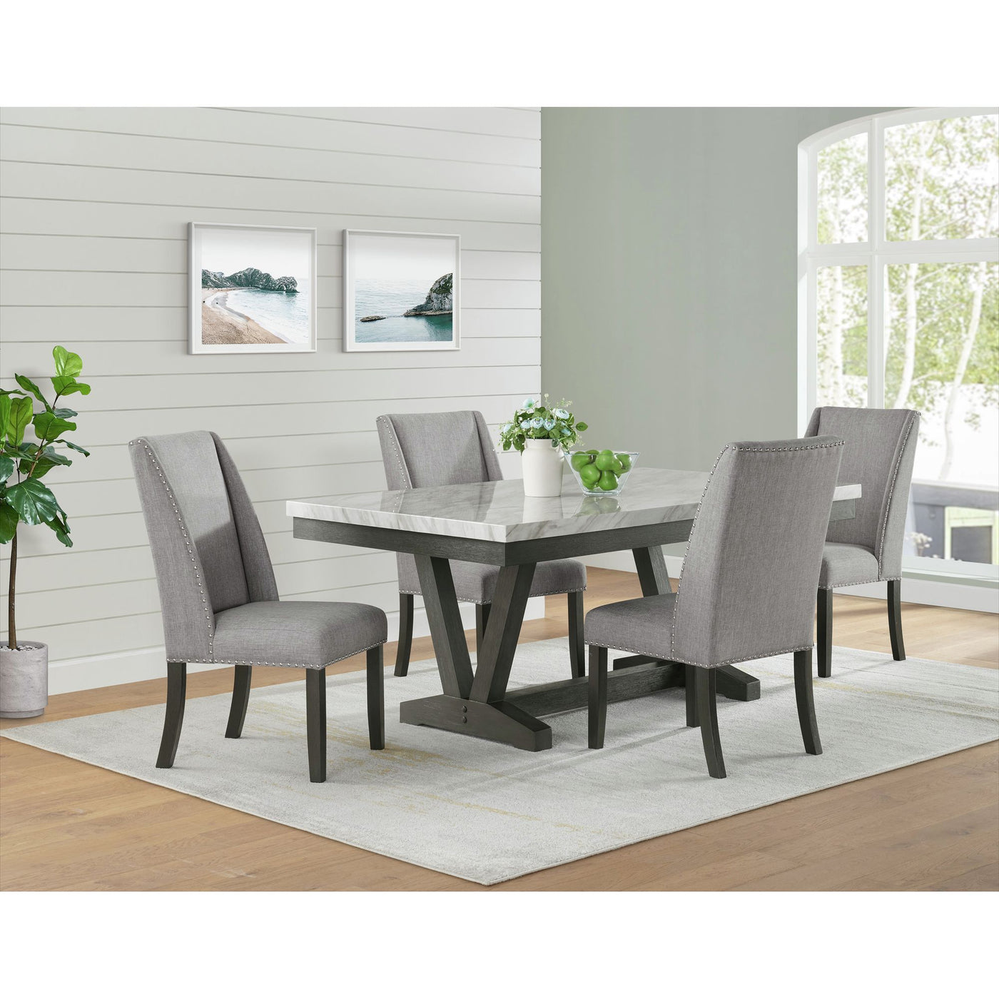 Everdeen 5PC Dining Set in Charcoal-Table & Four Chairs