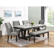 Everdeen 6PC Dining Set in Charcoal-Table, Four Chairs & Bench