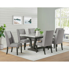 Everdeen 7PC Dining Set in Charcoal-Table & Six Chairs