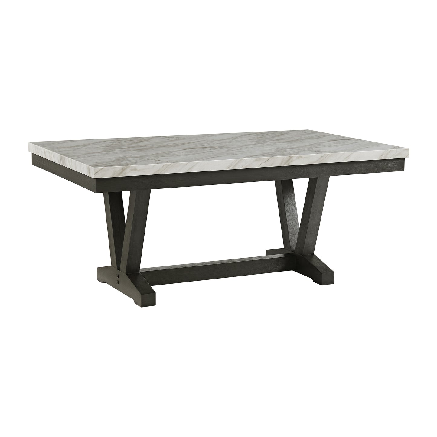 Everdeen Dining Table w/ White Faux Marble Top in Charcoal