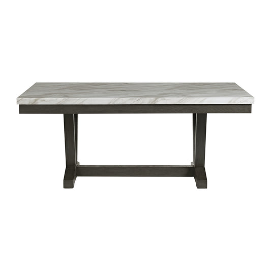 Everdeen Dining Table w/ White Faux Marble Top in Charcoal