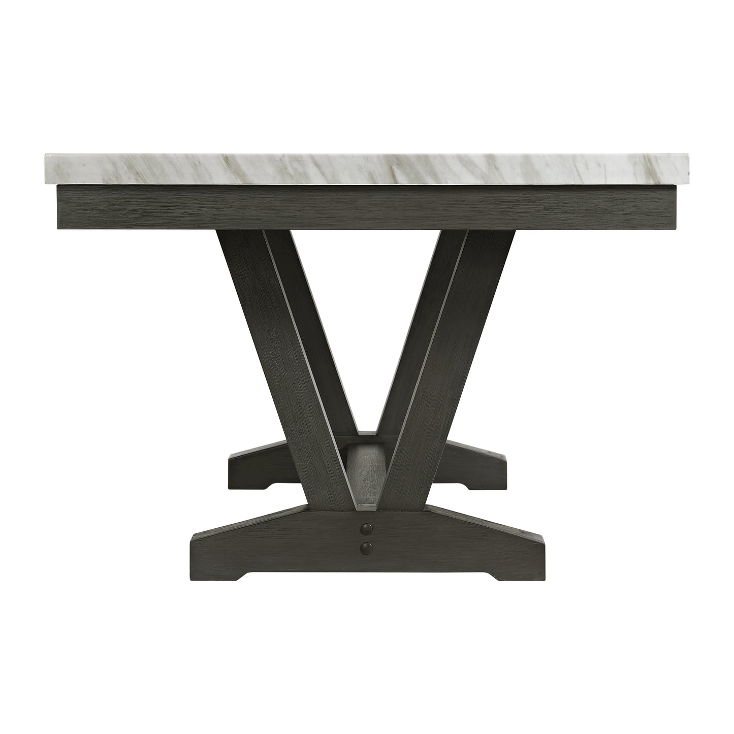 Everdeen Dining Table w/ White Faux Marble Top in Charcoal