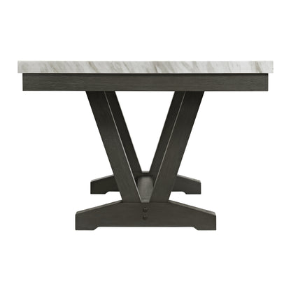 Everdeen Dining Table w/ White Faux Marble Top in Charcoal