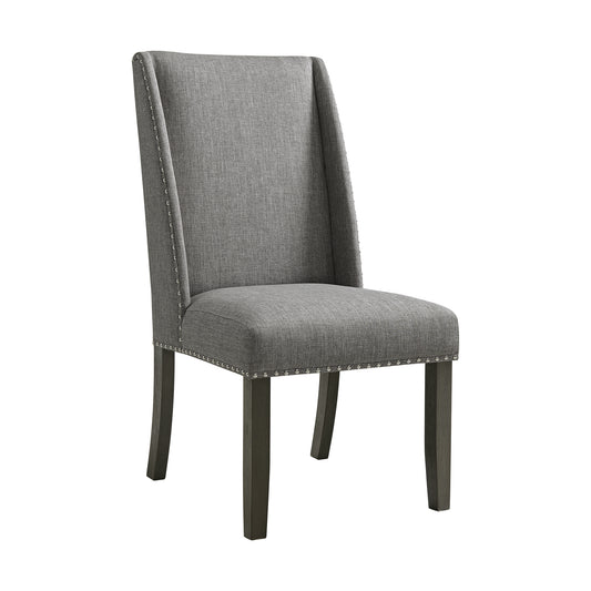 Everdeen Side Chair  w/ Grey Fabric and Nail Heads in Charcoal (2 Per Carton)