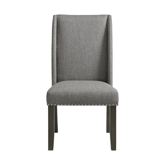 Everdeen Side Chair  w/ Grey Fabric and Nail Heads in Charcoal (2 Per Carton)