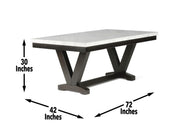 Mesa de comedor de mármol blanco Finley de 72 pulgadas 