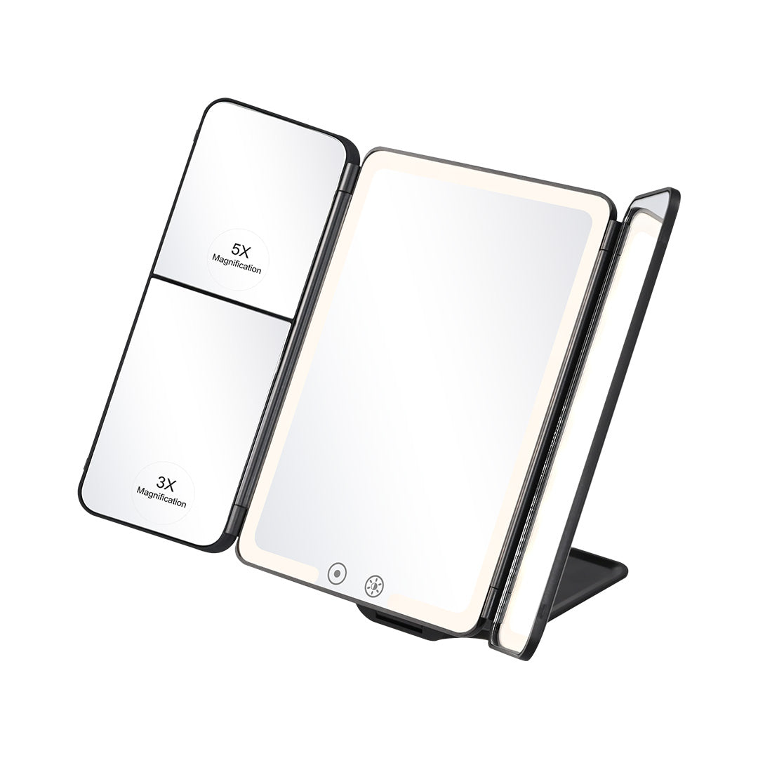 Flex Mini Trifold LED Makeup Mirror With Stand