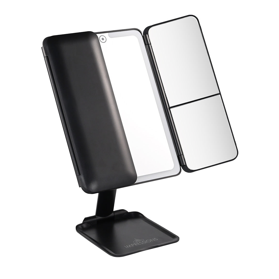 Flex Mini Trifold LED Makeup Mirror With Stand