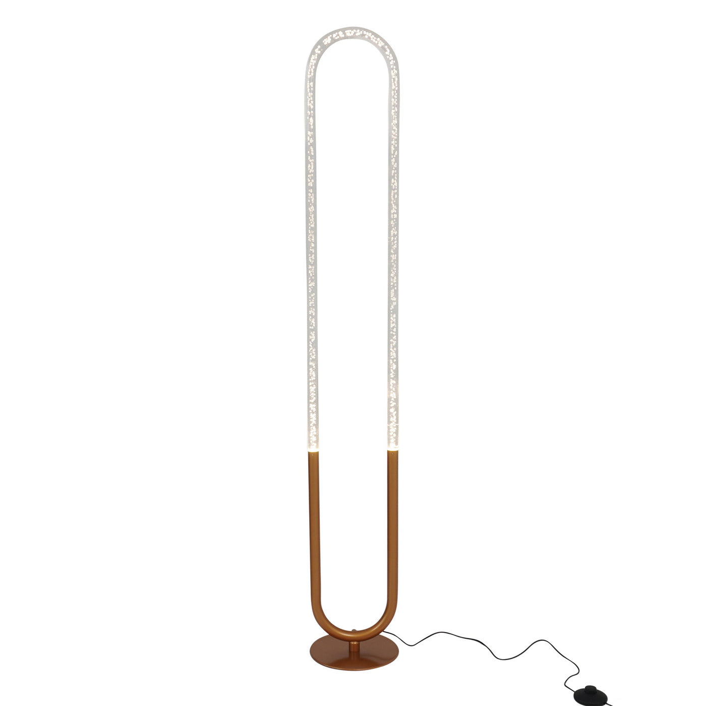 Lámpara de pie LED Zeon en dorado grueso y transparente