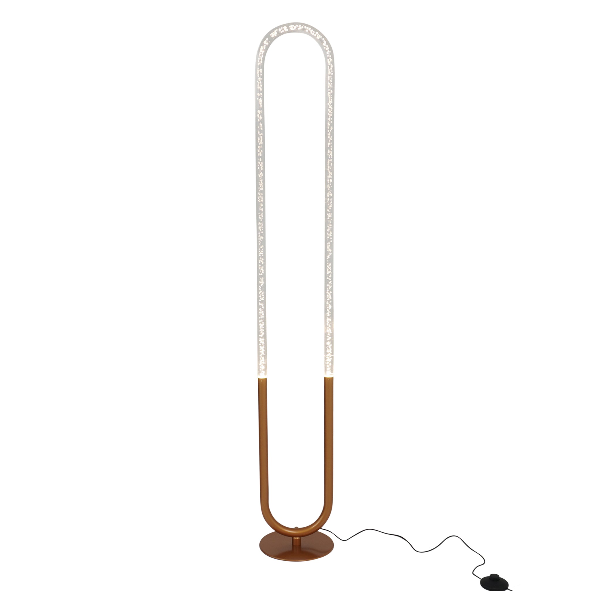 Lámpara de pie LED Zeon en dorado grueso y transparente