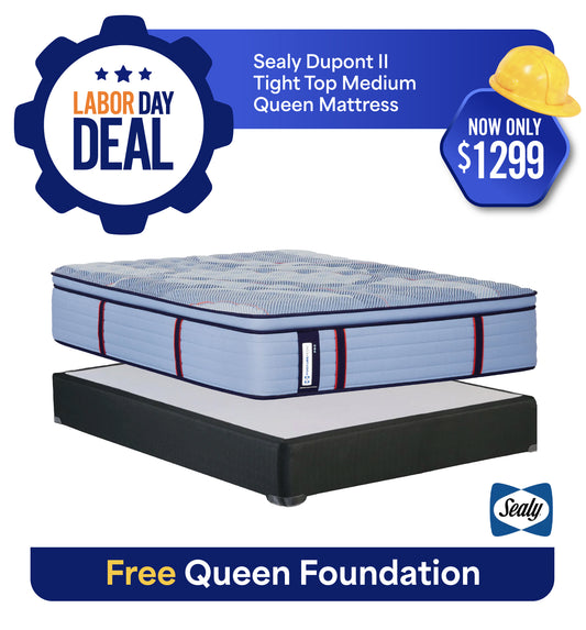 Sealy Dupont II Tight Top Medium Mattress (Queen) + FREE Foundation