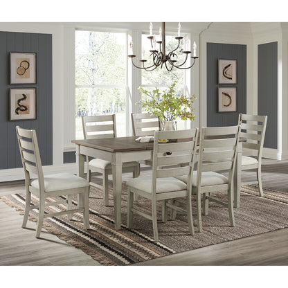 Farmington 7PC Standard Height Dining Set in Medium Brown and Washed Stone-Rectangular Table and Six Chairs