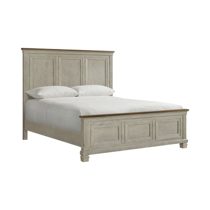 Farmington King Panel 3Pc Bedroom Set In Medium Brown And Washed Stone