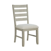Farmington 6PC Standard Height Dining Set in Medium Brown and Washed Stone-Rectangular Table, Four Chairs & Storage Bench