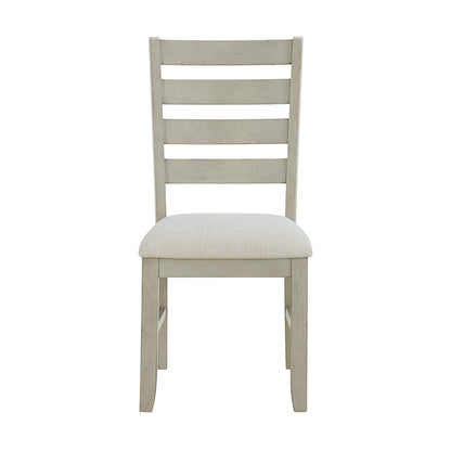 Farmington Ladder Back Dining Side Chair with Light Beige Fabric in Washed Stone (2 Per Carton)