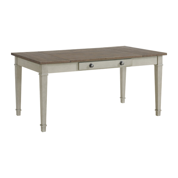 Farmington 5Pc Standard Height Dining Set In Medium Brown And Washed Stone-Rectangular Table And Four Chairs