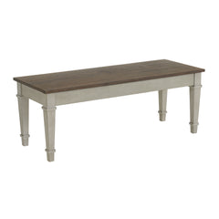 Farmington 6PC Standard Height Dining Set in Medium Brown and Washed Stone-Rectangular Table, Four Chairs & Storage Bench
