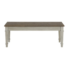 Farmington Storage Dining Bench in Medium Brown and Washed Stone