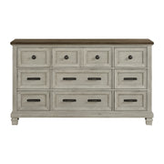 Farmington 9-Drawer Dresser in Medium Brown and Washed Stone