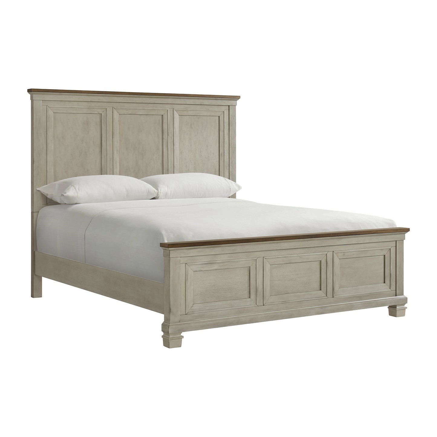 Farmington King Panel Bed in Medium Brown and Washed Stone