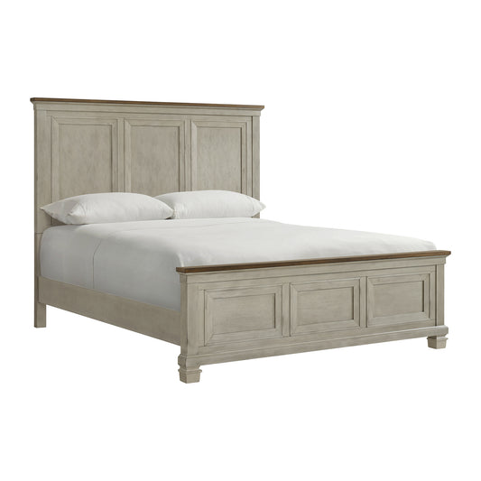 Farmington King Panel Bed in Medium Brown and Washed Stone