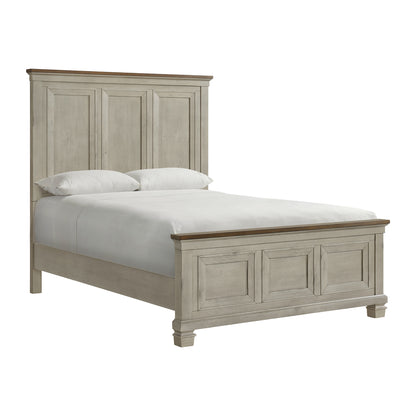 Farmington Queen Panel 3PC Bedroom Set in Medium Brown and Washed Stone