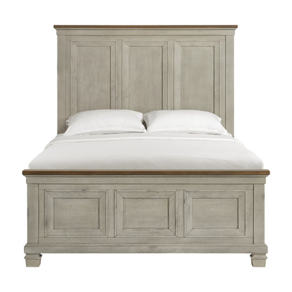 Farmington Queen Panel Bed in Medium Brown and Washed Stone