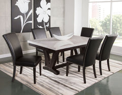 Mesa de comedor de mármol blanco Finley de 72 pulgadas 