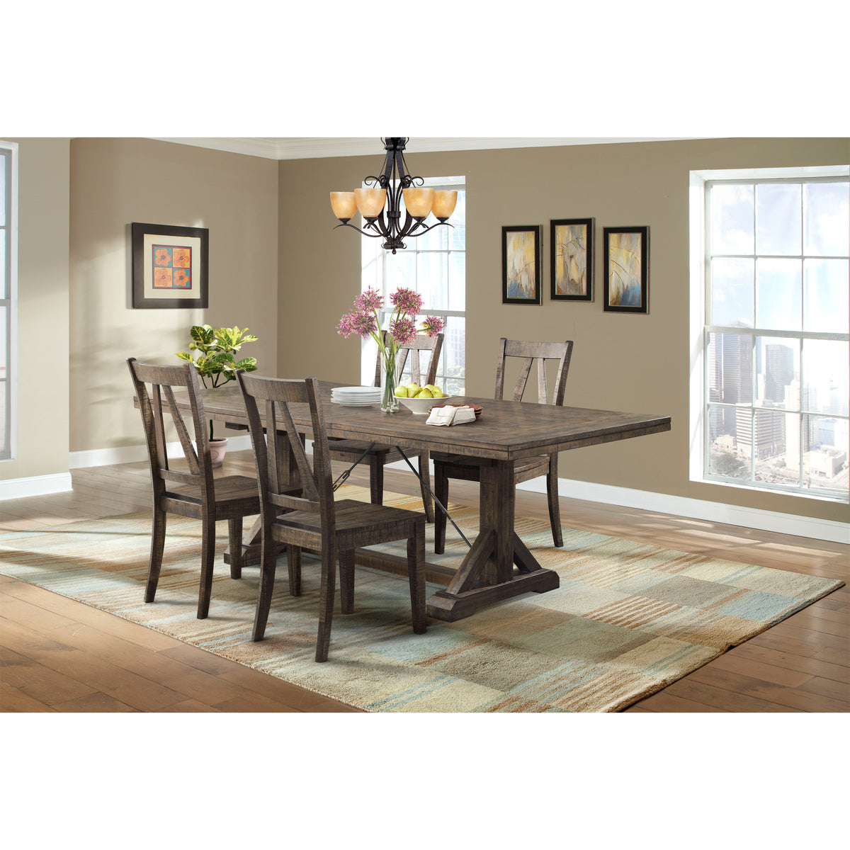 Finn 5PC Dining Set-Table & 4 Wooden Side Chairs
