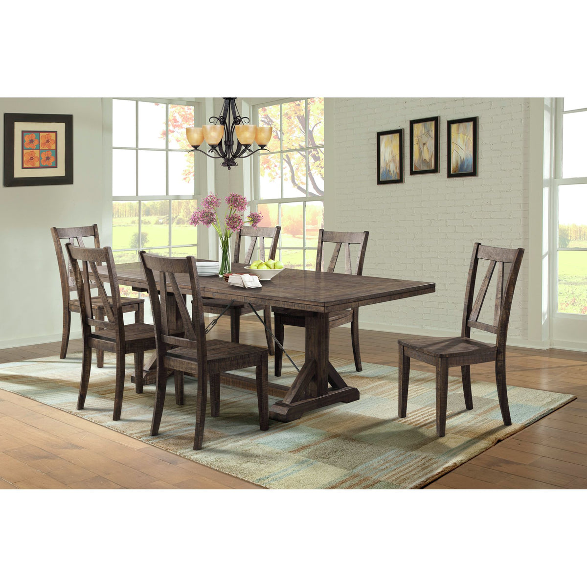 Finn 7PC Dining Set - Table & 6 Wooden Side Chairs