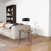 Flux Table Lamp - Gold Color Metal Base - Black Outer Shade